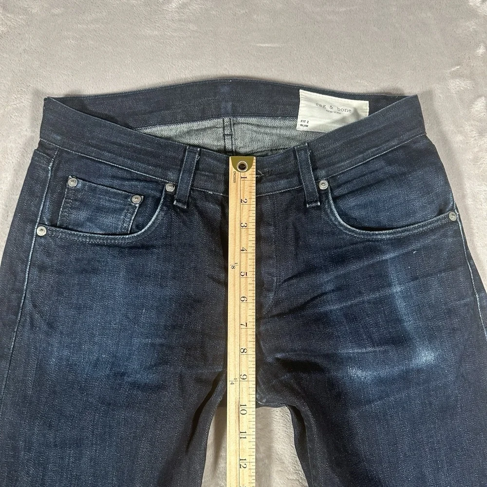 Rag & Bone Selvedge Jeans Mens 31x33 Blue Dark Wash Fit 2 Slim Denim Made In USA